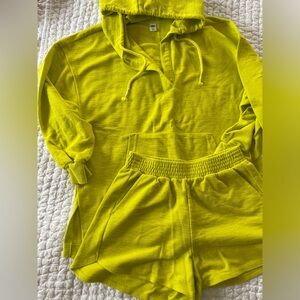 Old Navy Neon Green Oversized Hoodie and Shorts Set